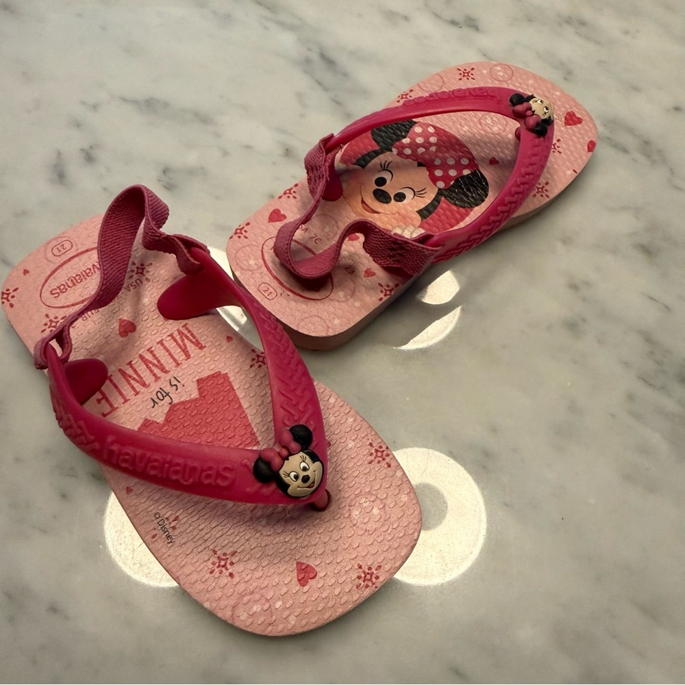 Havaianas Pink Minnie Mouse Sandals 7c 21 Disney collab